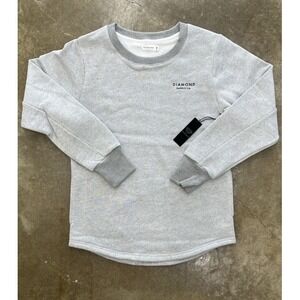 DIAMOND SUPPLY Men's Stone Cut Scallop Pullover Salt MSRP $75 Heathered Gray